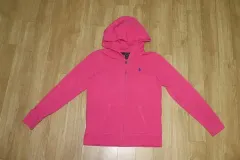 ポロ/ピンク フードジップアップニット