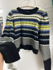 ザラ パターン クロップドニット セーター m