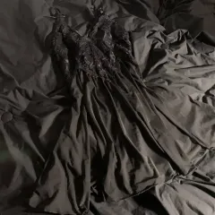 ヴィンテージ ブラック スリット シースルー キャミソールワンピース