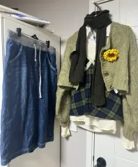 ヴィンテージ抹茶森女系コーディネートセット