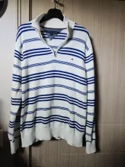 タミーヒルフィガー ストライプ ニット ジップアップ Lサイズ