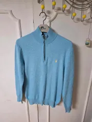 ポロ ラルフローレン ハーフジップアップ ニット スカイブルー