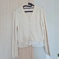 MIXXO バイカラー トリミング ニットカーディガン