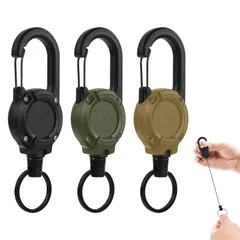 【人気商品】リールキーホルダー 頑丈 3個セット キーリール 最長60cm 伸びる 自動スケール キーチェーン 超軽量 金属ワイヤー 頑丈 多機能 紛失防止 吊り下げ名札 キャンプ ハイキング 釣りアウトドア用