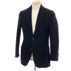 【中古】ラルディーニ LARDINI コットン チェック カジュアルジャケット ネイビーxパープル【サイズ44】【メンズ】