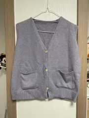 ニットベスト カーディガン ライトパープル