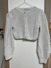 ザラ クロップド ニット カーディガン アイボリー