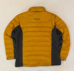 Columbia センターロゴ ハイブリッド グース 軽量ダウン フリース イエロー