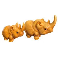 【新品】 tonra サイ 親子 アフリカ インテリア 雑貨 ミニ 動物 木製 置物 ギフト 棚 デスク 玄関 ウェルカム オブジェ 風水 お守り 金運 開運 厄除け 0