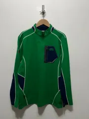 100 ザノースフェイス グリーン/ネイビー ジップアップ Tシャツ