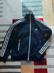 アディダス 3本線 トレーナー ジップアップ ネイビー