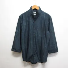 ハイストリート HIGH STREET 美品 スタンドカラー 七分袖 シャツ M ネイビー ストレッチ 日本製のサムネイル
