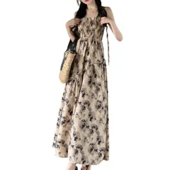 [AQUA Marine] ロングワンピース レディース 花柄 キャミソール サマードレス マキシ丈 フレア 涼感 フェミニン デート 旅行 リゾート パーティー 女子会 (JP, アルファベット, L, 標準, ネイビーフラワー) 