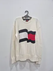 トミーヒルフィガー ニット フラッグ ビックロゴ POINT ウール セーター アイボリー メンズ 95