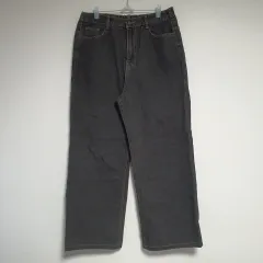 ウエスト後ろゴム デニム ワイド ズボン(ブラックデニム)