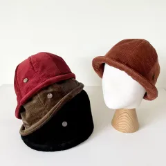 コーデュロイ バケットハット (밤색/검정/ワイン)