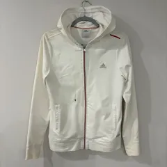 アディダス 白 フードジップアップ レディース
