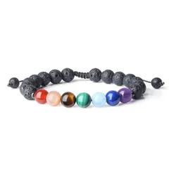 【新品】 [コアイ] ラバストーン 七色チャクラ 絆を固める 癒し守護パワーストーンブレスレット メンズ 長さ調節可能 1