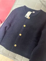 H&M ネイビー ゴールド ボタン ニットジャケット M 新品