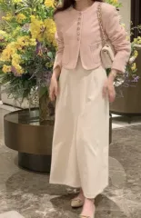 ノーカラー 光沢 ツイード ジャケット 1 (ONE SIZE)(3 COLOR)