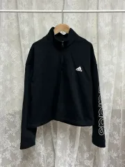 2XL) アディダス エッセンシャルズ ウィメンズ フリース ハーフジップアップ ブラック