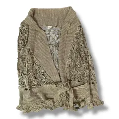 アクシーズファム カーキ フェアリー エスニック シースルー ニット カーディガン