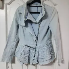 綺麗でユニークなストレッチ デニムジャケット レディース 55