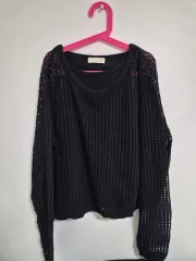 ニット メッシュ ノースリーブ レディース ブラック