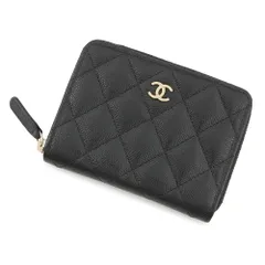 シャネル 二つ折り財布 マトラッセ ココマーク スモールウォレット キャビアスキン AP4652 CHANEL 黒
