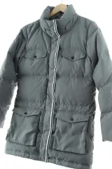 W(S) アディダス ダウン アウター ジャケット グレー 炎 Long ダックダウン -16422