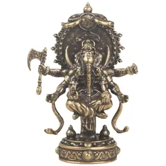 【新品】 Amosfun ガネーシャ 置物 真鍮 六臂 象 仏像 インド 神様 オブジェ 風水 グッズ インテリア 開運 金運 厄除け お守り 瞑想 ヨガ 玄関 リビング 店舗 オフィス 装飾 ミニサイズ 卓上 飾り アンティーク ゴールド 4.6×4.6 1