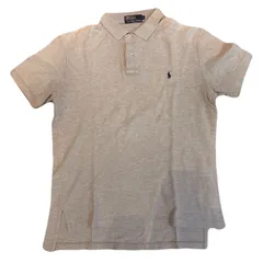 90s【美品】ポロバイラルフローレン　ポロシャツ　Lサイズ　グレー　半袖　日本製　インパクト21 ポニー　刺繍　ワンポイント
