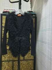 FOXEY フォクシー ファー 装飾 ブラック カーディガン サイズF