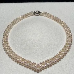 美品【多連/V字デザイン】アコヤ真珠 ベビーパール ネックレス 4.03～4.97㎜ 42㎝ 27.0g あこや 本真珠 pearl jewelry necklace 高級 SS206