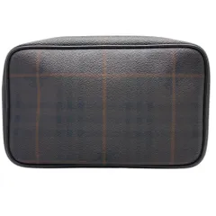 バーバリー ノバチェック クラッチバッグ セカンドバッグ ポーチ PVC レザー ダーク ブラウン BURBERRY 上品 洗練 高級感 軽量 実用性 存在感