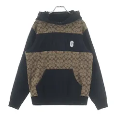 COACH (コーチ) ラバーロゴ シグネチャー 総柄 プルオーバースウェットパーカー フーディー ベージュ/ブラック C7828