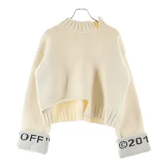 OFF-WHITE (オフホワイト) カフスオーバー モックネック クロップドニットセーター アイボリーのサムネイル