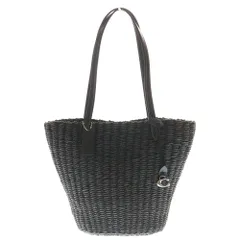 COACH (コーチ) ロゴチャーム付き スモール ストロー トートバッグ ブラック A25201-C0785