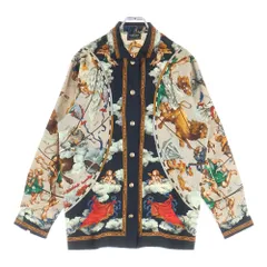 VERSACE (ヴェルサーチ) 総柄プリント レーヨン 長袖シャツ ブラック/ベージュのサムネイル