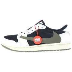 NIKE (ナイキ) ×TRAVIS SCOTT WMNS AIR JORDAN 1 LOW OG トラヴィススコット ウィメンズ エアジョーダン1 ローカットスニーカー ホワイト/オリーブ US10/27cm DZ4137-106