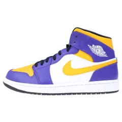 NIKE (ナイキ) AIR JORDAN 1 MID LAKERS エアジョーダン 1 レイカーズ ミッドカットスニーカー パープル/イエロー US11/29cm DQ8426-517