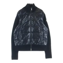 MONCLER (モンクレール) ワッペンロゴ ニット切り替え ハイネック ジップアップ ダウンジャケット ブラック H20919B00008 M1131