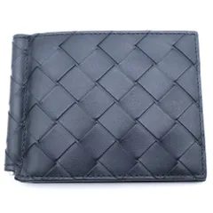 BOTTEGA VENETA (ボッテガヴェネタ) イントレチャート マネークリップ 財布 名刺入れ ウォレット カードケース ブラック レザー シルバー金具