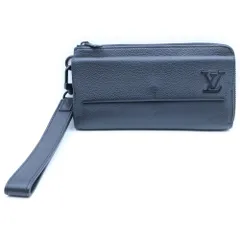 LOUIS VUITTON (ルイヴィトン) アエログラム ジッピーウォレット ロングウォレット 長財布 カードケース ブラック レザー M69831 ブラック金具