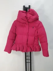 ポロラルフローレン キッズ ダウン シャーリング パファー ジャケット ピンク m 8-10y
