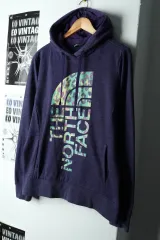 THE NORTH FACE ザノースフェイス フード付きTシャツ ビックロゴ PURPLE パープル 起毛 カモフラ -16572