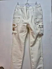 ロング丈 ホワイト カーゴ ズボン