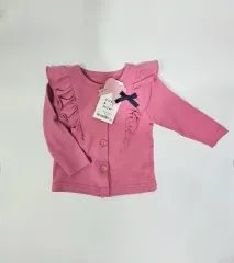 キュービーアンドママ ピンク フリル 赤ちゃんカーディガン