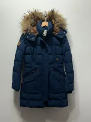 S ラフマ Hollister フード ファー ダウン ダウンジャケット ネイビー