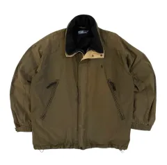 90s ポロラルフローレン フリース フーディー パーカ オリーブ カーキ